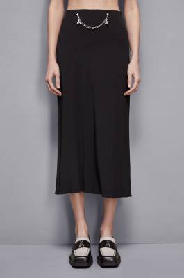 Essential midi skirt with jewel detail, Black, Patrizia Pepe