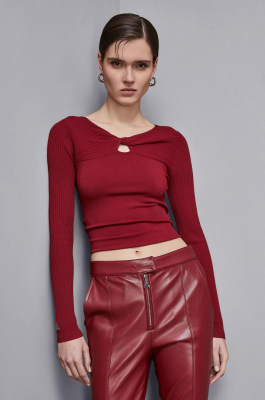 Essential sweater with knot, Red, Patrizia Pepe