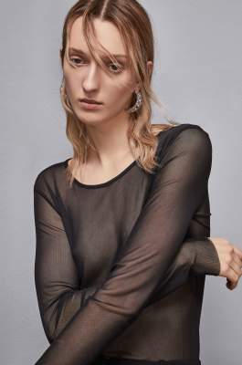 Essential tulle top, Black, Patrizia Pepe