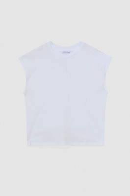 Sleeveless t-shirt with print on the back, White, Patrizia Pepe