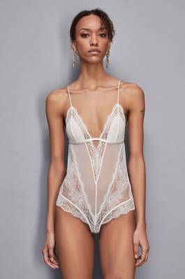 Lace bodysuit, White, Patrizia Pepe