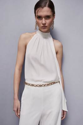 Essential halter neckline top, White, Patrizia Pepe