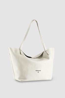 Borsa shopping in pelle martellata, Bianco, Patrizia Pepe