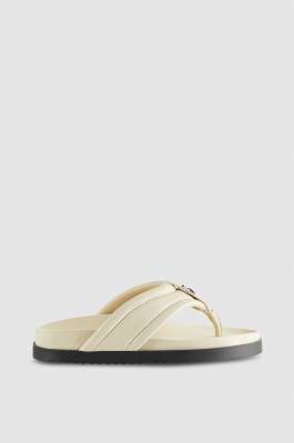 Nappa leather slippers, Black, White, Patrizia Pepe