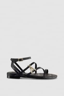 Sandals with criss-cross straps, Black, Patrizia Pepe