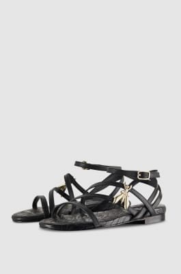 Sandals with criss-cross straps, Black, Patrizia Pepe