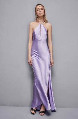 Langes Kleid aus Satin, Violett, Patrizia Pepe