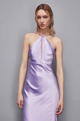 Langes Kleid aus Satin, Violett, Patrizia Pepe