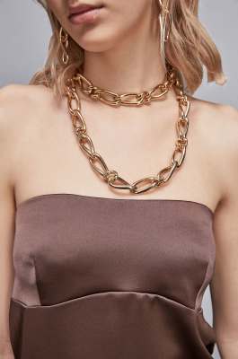 Haut bandeau ajusté en satin, Marron, Patrizia Pepe