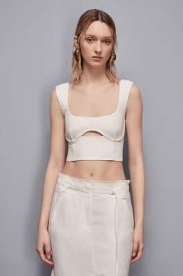 Top aderente in viscosa Essential, Beige, Patrizia Pepe