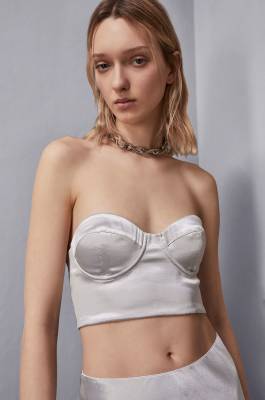 Satin skinny bustier top, White, Patrizia Pepe