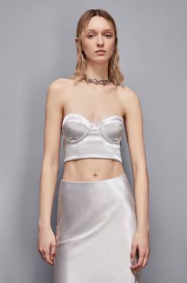 Satin skinny bustier top, White, Patrizia Pepe