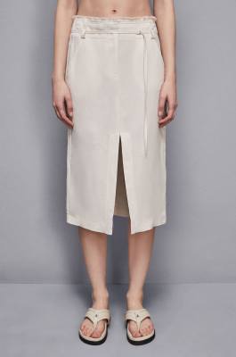 Essential viscose and linen midi skirt, Beige, Patrizia Pepe