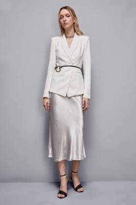 Fluid satin skirt, White, Patrizia Pepe