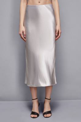Fluid satin skirt, White, Patrizia Pepe