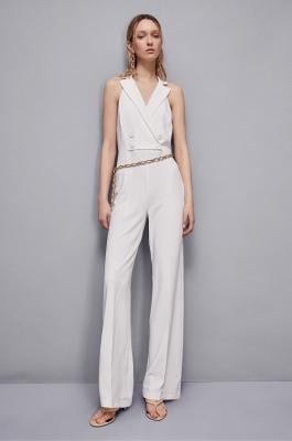 Double-breasted crepe jumpsuit, White, Patrizia Pepe