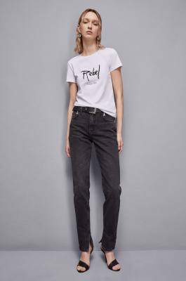 Cotton T-shirt with slogan, White, Patrizia Pepe