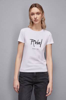 Cotton T-shirt with slogan, White, Patrizia Pepe