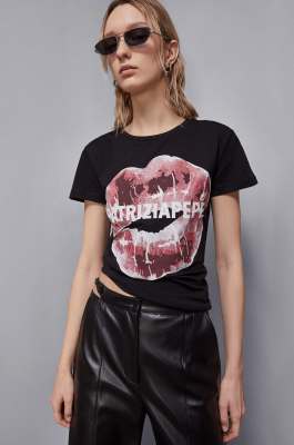 T-shirt with print, Black, Patrizia Pepe