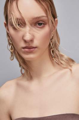 New Chain brass earrings, Gold, Patrizia Pepe