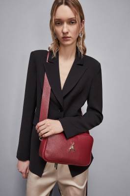 Fly Camera leather bag with chain, Red, Patrizia Pepe