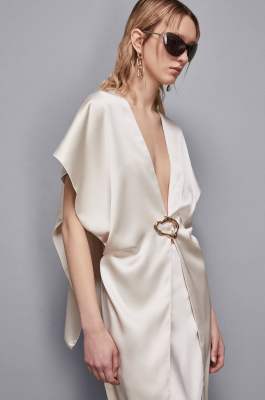 Satin stole, Beige, Patrizia Pepe