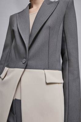 Damen-Blazer Color Block, Grau, Beige, Patrizia Pepe
