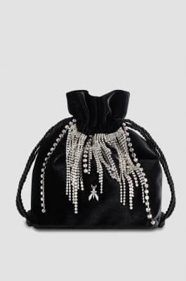 Pouch bag with rhinestones, Black, Patrizia Pepe