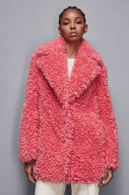 Oversize fluffy coat, Pink, Patrizia Pepe