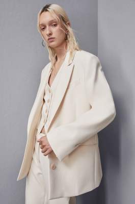 Over two-button twill jacket, Beige, Patrizia Pepe