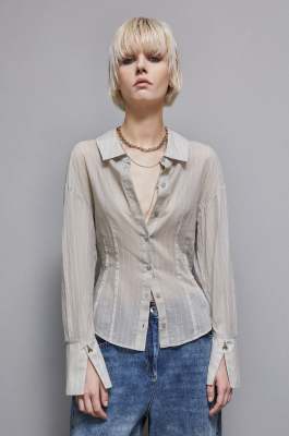 Cotton pinstripe shirt, Grey, Patrizia Pepe