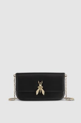 Fly Tasche aus Leder mit Kette, Schwarz, Patrizia Pepe