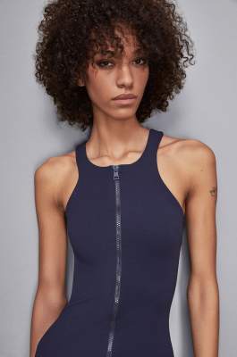 Essential jersey dress with zipper, Blue, Patrizia Pepe