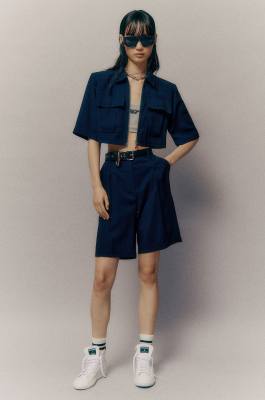 Cropped shirt, Blue, Patrizia Pepe