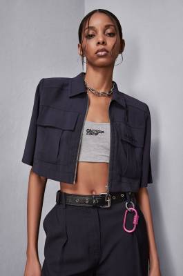 Cropped shirt, Blue, Patrizia Pepe