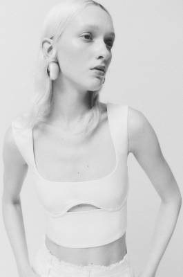 Top aderente in viscosa Essential, Beige, Patrizia Pepe