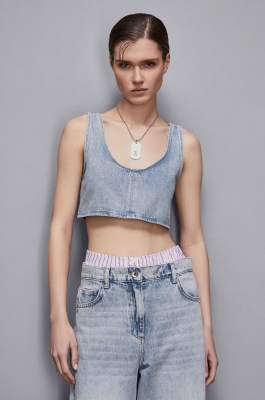 Top denim, Blu, Patrizia Pepe