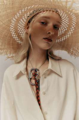 Wide-brimmed raffia hat, Beige, Patrizia Pepe