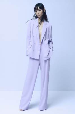Pantalon droit en crêpe, Violet, Patrizia Pepe