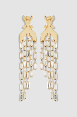 Pendant earrings in brass and glass, Gold, Patrizia Pepe