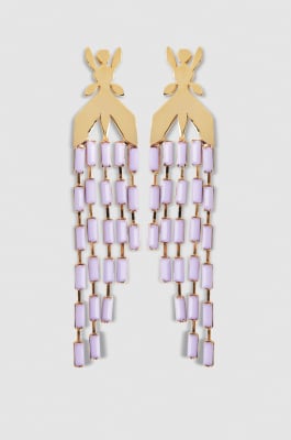 Brass pendant earrings with fringes, Purple, Patrizia Pepe