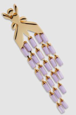 Brass pendant earrings with fringes, Purple, Patrizia Pepe