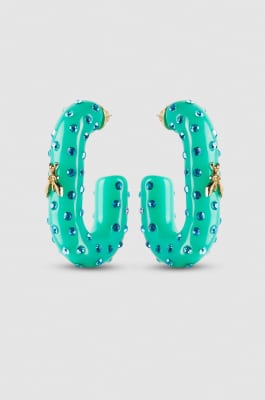 Rhinestone hoop earrings, Green, Patrizia Pepe