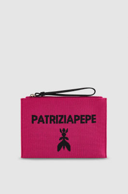 Bolso de mano pequeño de tela con cremallera, Rosa