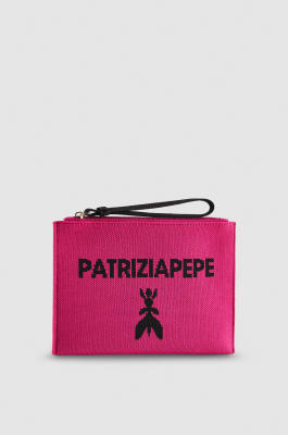 Bolso de mano pequeño de tela con cremallera, Rosa