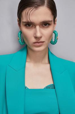 Rhinestone hoop earrings, Green, Patrizia Pepe