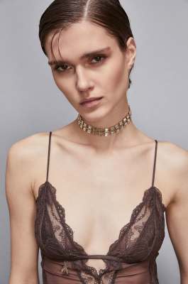 Brass and glass choker, Gold, Patrizia Pepe
