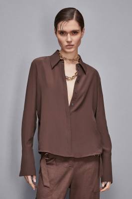 Silk blend shirt, Brown, Patrizia Pepe