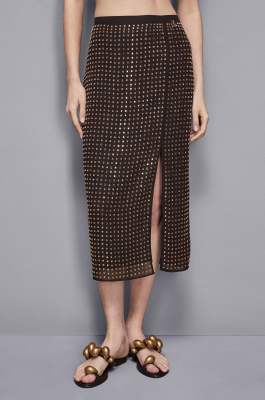 Jupe midi avec strass, Noir, Patrizia Pepe