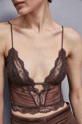 Lace bralette, Brown, Patrizia Pepe